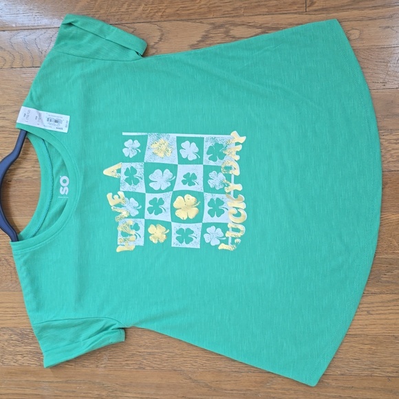 SO BRAND GIRL'S GREEN ST. PATRICKS DAY "HAVE A LUCKY DAY" TEE SIZE LARGE - Picture 5 of 9